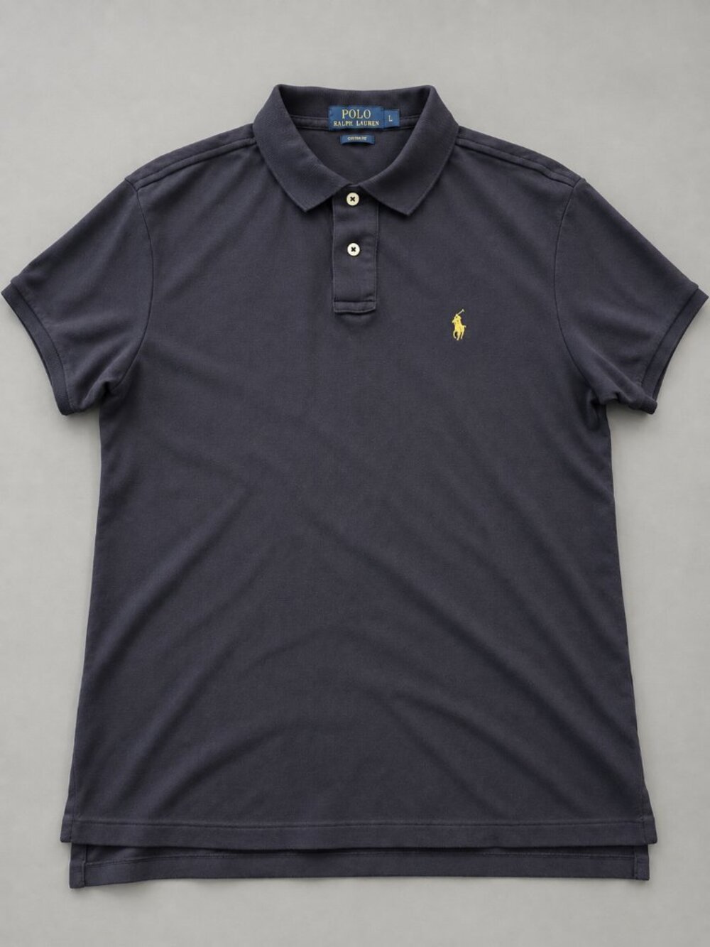 Polo Ralph Lauren Black Charcoal Mesh Polo Shirt Men’s L Yellow Pony